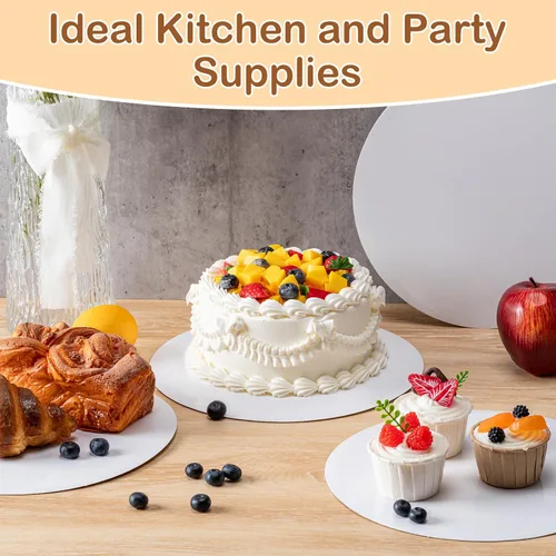 Miniatura 5 de 6 piezas de soportes para tartas, soportes para tartas blancos de 25,4 cm redondos, 100% cartón de grado alimenticio, soportes circulares