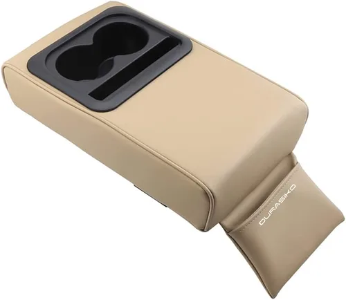 Almohadilla para consola central de coche con bolsillo de almacenamiento frontal para teléfono, cojín de reposabrazos de cuero sintético con