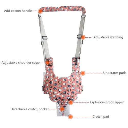 Miniatura 4 de IULONEE Andador de bebé, arnés de mano para niños pequeños, cinturón protector, para actividades infantiles, ajustable, de pie, ayudante de Naranja