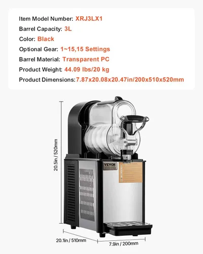 Miniatura 7 de VEVOR - Máquina comercial para hacer bebidas heladas, tanque único de 3L×1, fabricante de bebidas congeladas de 12 tazas, máquina de batidos