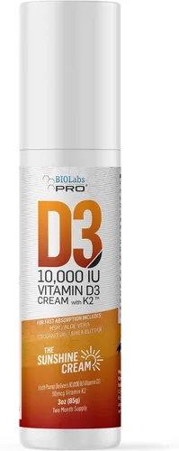 Miniatura 9 de Crema natural de vitamina D3 10000IU de vitamina D de máxima fuerza, combate la deficiencia de vitamina D naturalmente - con vitamina K2 y extracto