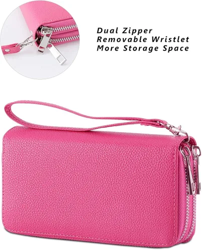 Miniatura 4 de HAWEE - Cartera para teléfono celular, con dos cierres y correa larga extraíble para la muñeca, para mujer