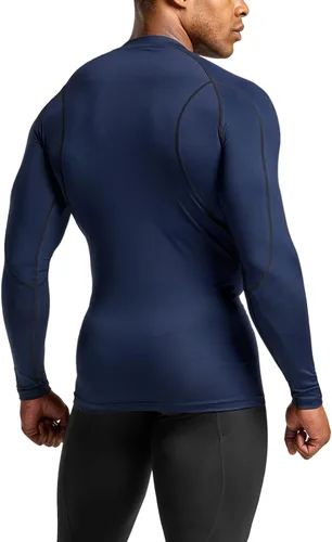 Miniatura 3 de TSLA - Paquete de 1 o 3 camisas de compresión de manga larga FPU 50+ para hombre, camisa de entrenamiento atlético, protector de erupción