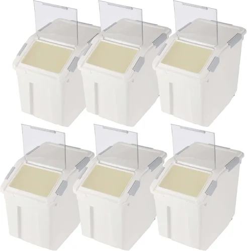 Miniatura 12 de EonTone - Paquete de 4 contenedores de almacenamiento de ingredientes (25 L paquete de 2) (15 L paquete de 2) con ruedas y tapa con traba sellada PP