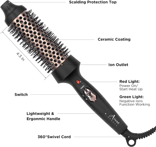 Miniatura 5 de Aima Beauty Cepillo térmico, cepillo voluminizador de 1.3 pulgadas/1.378 in que hace que el cabello sea sedoso y suave, el cepillo caliente iónico