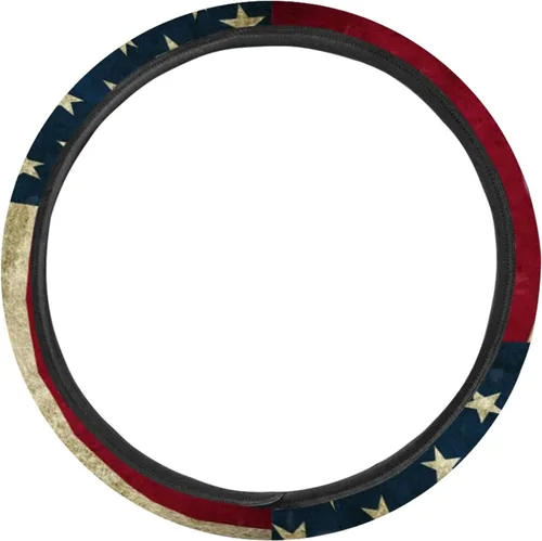 Miniatura 2 de AFPANQZ - Fundas para volante de automóvil con diseño de bandera de Estados Unidos, antideslizantes, universales, de 14 a 15 pulgadas, funda