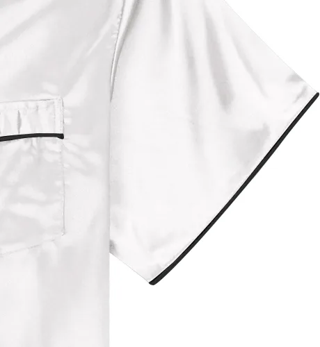 Miniatura 5 de LYANER Pijama de seda satinada para mujer, camisa de manga corta con botones y pantalones cortos