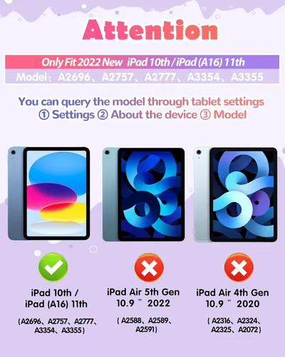Miniatura 2 de Wazzasoft para iPad A16 Funda/Funda de 10ª Generación - Funda de Tablet de Silicona Suave para iPad 11 11 Pulgadas/10 10.9 Pulgadas Funda para Rosa