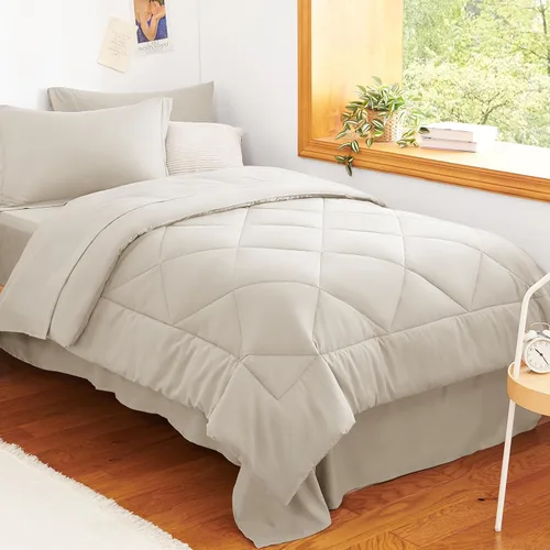 Miniatura 33 de CozyLux - Juego de edredón en una bolsa, para dormitorio universitario, todas las estaciones, edredón, sábanas y fundas para almohada y decorativas