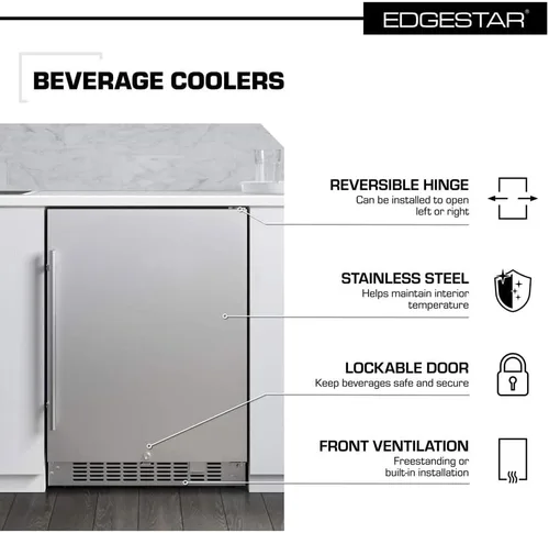 Miniatura 4 de EdgeStar CBR1501SLD 5.49 pies cúbicos 142 latas incorporado de acero inoxidable enfriador de bebidas