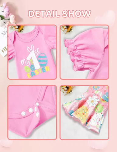 Miniatura 45 de Ropa de bebé niña, 4 piezas, trajes de niña recién nacida, con volantes, mameluco de campana para bebé, diadema, bandana, conjuntos de ropa, regalos