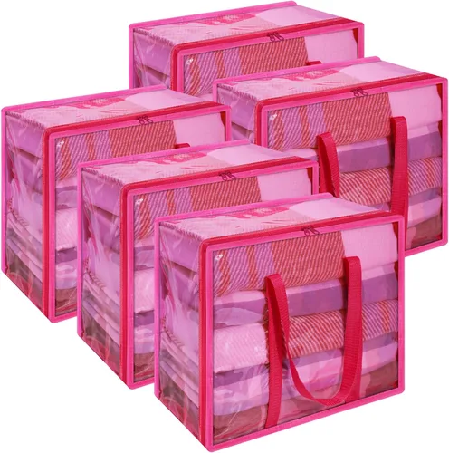 Miniatura 9 de Vieshful Bolsa de almacenamiento de ropa transparente verde de 40 litros, organizador de ropa colorido con cremallera, bolsa de almacenamiento