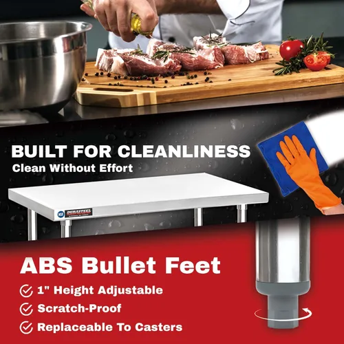 Miniatura 6 de DuraSteel Mesa de trabajo de acero inoxidable de 24 x 48 pulgadas, mesa de metal de preparación comercial NSF, soporte para horno de pizza al aire