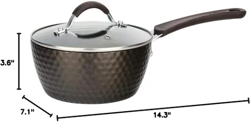 Miniatura 8 de NutriChef Olla de salsa duradera con tapa, antiadherente de alta calificación con tapas de vidrio templado transparente, 1.7 cuartos de galón