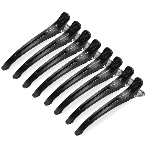 Miniatura 15 de Paquete de 12 clips para seccionamiento de cabello, clips de pico de pato sin arrugas con banda de silicona, 4.4 pulgadas, antideslizantes
