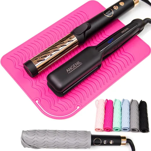 Miniatura 13 de ANGENIL Plancha plana de viaje para alisar el cabello, alfombrilla de calor grande para rizador, alfombrilla de silicona resistente al calor