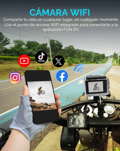 Miniatura 6 de Cámara de acción 4K30fps con tarjeta SD de 64G, cámara HD impermeable de 131 pies, cámaras submarinas de 20 MP, cámara WiFi de pregrabación de 20