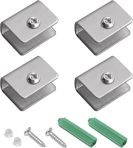 Miniatura 21 de MroMax 12PCS 1.1" x 0.87" x 0.47" (LxWxH) Soporte de estante de vidrio semicírculo ajustable acero inoxidable puerta gabinete clip plateado