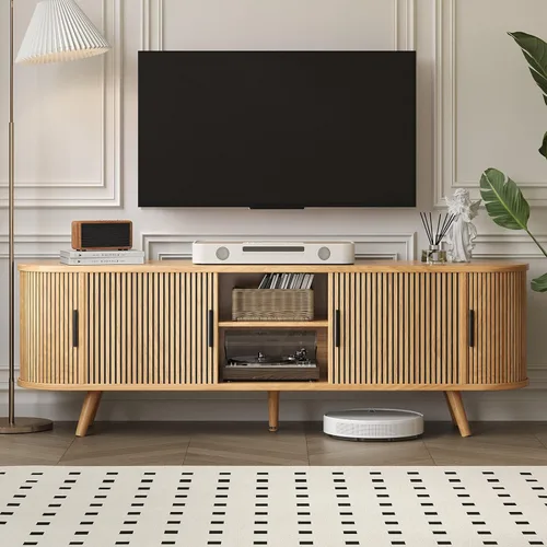 Miniatura 7 de OtterOasis Soporte de TV acanalado de 62 pulgadas, soporte de TV moderno de mediados de siglo para televisores de hasta 70 pulgadas, centro