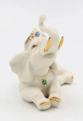 Miniatura 2 de Cosmos Gifts Figura fina y elegante de porcelana de jade con detalles dorados, 5-1/4 pulgadas de largo