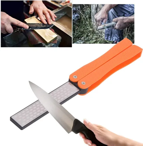 Miniatura 5 de Piedra de afilar plegable de doble cara, afilador de cuchillos de cocina portátil para exteriores, kit de cuchillos de afilado de piedra