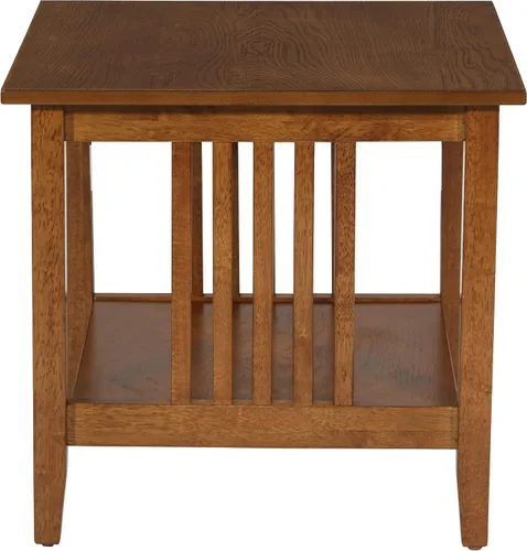 Miniatura 5 de OSP Home Furnishings Sierra - Mesa auxiliar con estante inferior de almacenamiento y paneles laterales estilo misión, color marrón ceniza