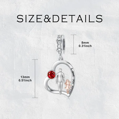 Miniatura 87 de PROESS Dije para padre, madre e hija, pulsera de plata de ley para pulseras, regalos de cumpleaños, día de San Valentín, para hija, madre, amante
