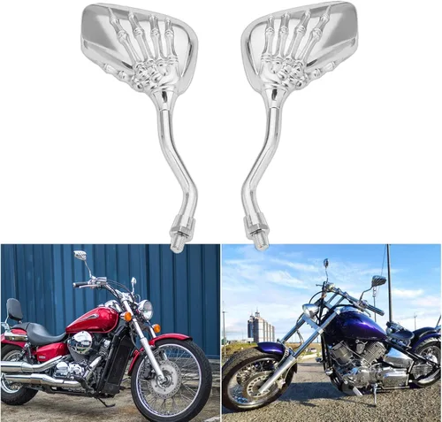 Miniatura 9 de DREAMIZER Espejos de motocicleta Black Skull para manillar – Espejos laterales retrovisores de 0.315 in y 0.394 in para Shadow Spirit 750 Aero Grom