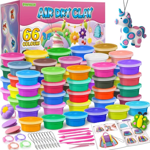 Miniatura 7 de ESSENSON Kit de arcilla para modelar – 36 colores de arcilla mágica de secado al aire, moldeo de bricolaje con herramientas de escultura, recuerdos