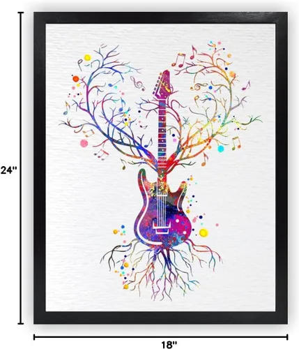 Miniatura 9 de Dignovel Studios 18X24 sin marco guitarra corazón vena amante de la música instrumento músico vieja escuela acuarela arte impresión póster arte