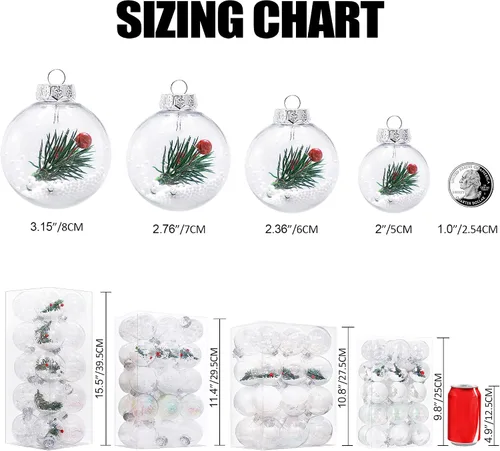 Miniatura 3 de Lulu Home 20 unidades de 3.15" Adornos de bolas de Navidad transparentes, bolas transparentes preencordadas con decoraciones únicas