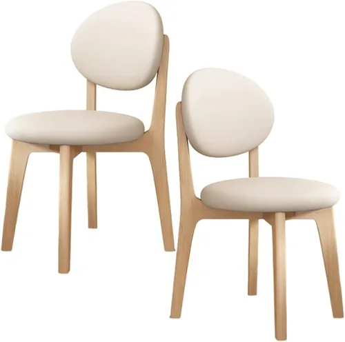 Miniatura 68 de YVYKFZD Juego de sillas de comedor, sillas de cocina de madera maciza, silla de comedor de granja con respaldo curvo, silla tapizada de cuero