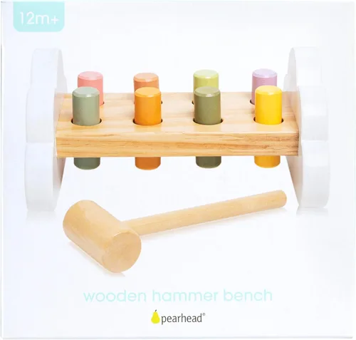 Miniatura 10 de Pearhead Montessori - Banco de martillo, imprescindible para bebé, relleno de calcetines para niños pequeños, juguete de madera para golpear