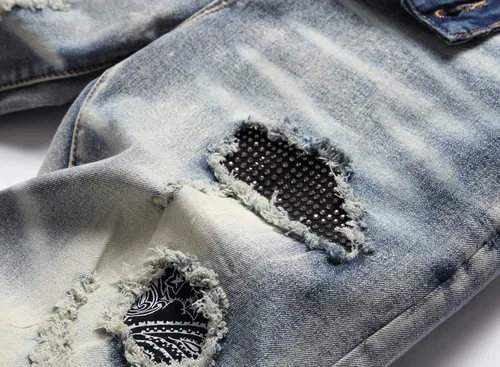 Miniatura 6 de Jeans ajustados de ajuste recto lavado de moda para hombre
