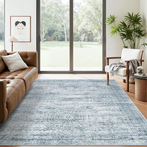 Miniatura 283 de Alfombra de pasillo Soalmost 2'6" x 10' lavable, alfombra antideslizante para cocina, baño, lavandería, alfombras vintage ultra delgadas para Beige