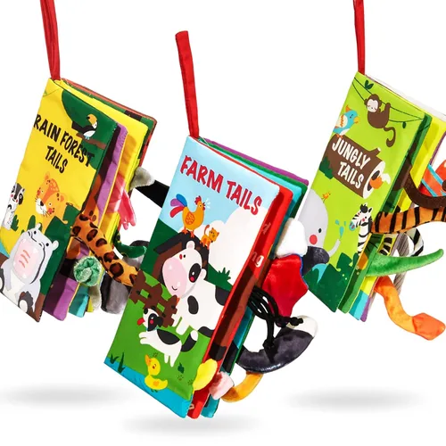 Miniatura 10 de beiens - Libros de tela para bebés, libro táctil y crujiente para bebés de 0-3-6-12-18 meses, juguetes blandos interactivos para cochecitos