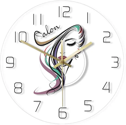 Miniatura 2 de The Geeky Days Beauty Time Peluquería Peluquería Diseño de peluquería Acrílico transparente Iluminación LED Reloj de pared Barbería Peluquería