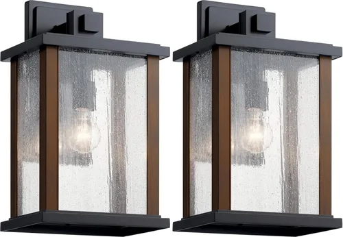 Miniatura 14 de Kichler Marimount 59018BK - Lámpara de pared para exteriores de 17 pulgadas en color negro, aplique de pared exterior de 1 luz con vidrio