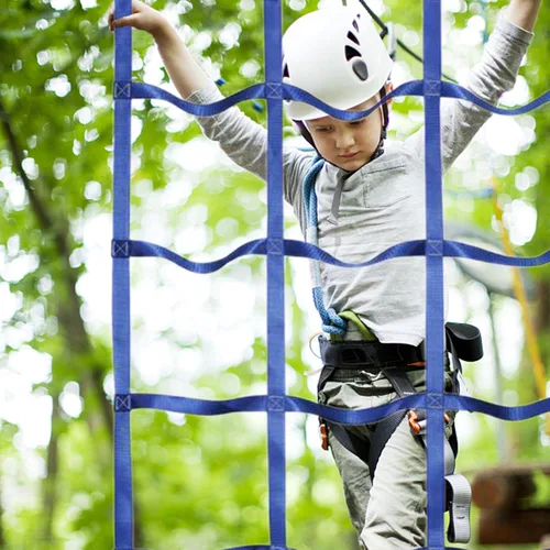 Miniatura 9 de Red de escalada para niños al aire libre Red de carga de escalada – 71 x 43 pulgadas escalera de cuerda de poliéster para gimnasios de la selva