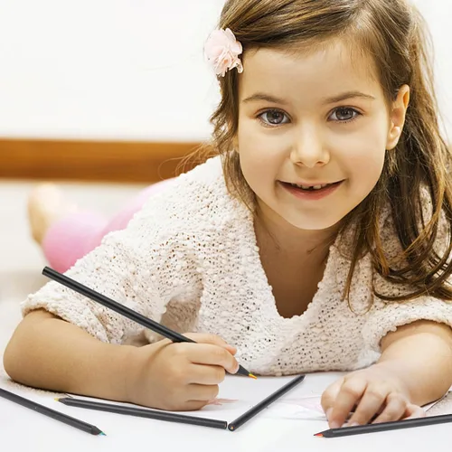 Miniatura 7 de Suministros de arte para niños y adultos, 7 colores en 1, lápices de colores arcoíris de madera negra preafilados, con sacapuntas, para libros