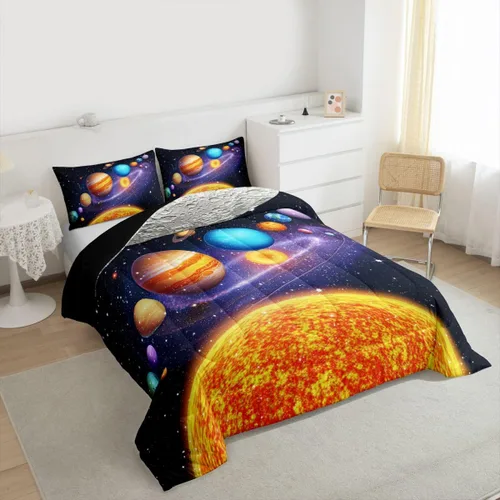 Miniatura 4 de Erosebridal Universe Galaxy - Juego de edredón para niñas y niños, juego de ropa de cama de galaxia para adolescentes, planeta, tierra, estrellas