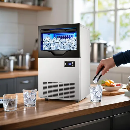 Miniatura 5 de Máquina comercial para hacer hielo de 100 libras/día, máquina de hielo de acero inoxidable debajo del mostrador, lista para hielo en 5-15 minutos
