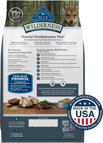 Miniatura 2 de Blue Buffalo Wilderness Puppy - Alimento seco para perros con alto contenido de proteínas con pollo real, sin granos, fabricado en los Estados