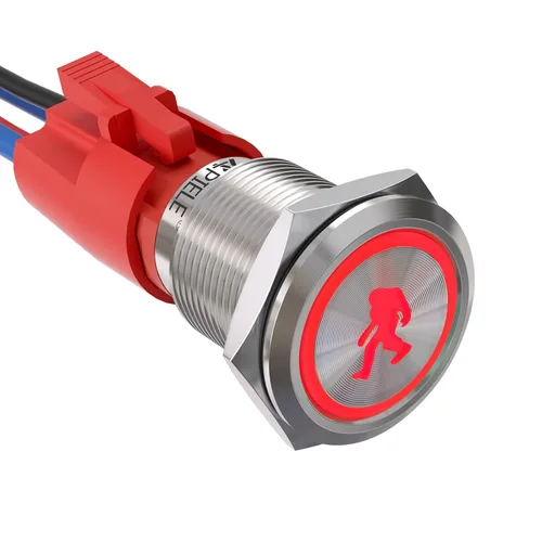 Miniatura 19 de APIELE Interruptor de botón de presión para barra de luz LED, encendido/apagado SPST, acero inoxidable, 10A, 12V, 24VDC, precableado, 19mm, 0.74