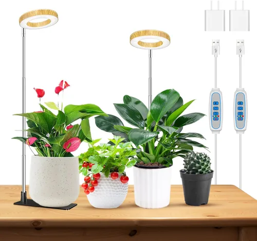 Kullinss - Luz de crecimiento, 48 luces LED de espectro completo para plantas de cultivo en interiores con base desmontable, temporizador de Grano