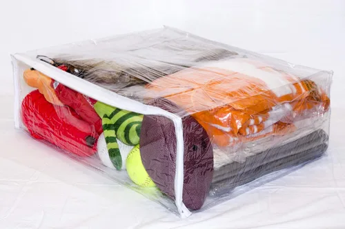 Miniatura 5 de Juego de 5 bolsas de almacenamiento con cremallera de vinilo transparente de 22 x 18 x 7.5 pulgadas
