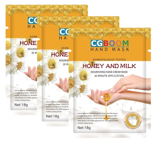 CGBOOM 3 pares de máscaras de manos, guantes hidratantes, mascarilla renovadora para reparación de piel de manos, colágeno infundido, vitaminas +