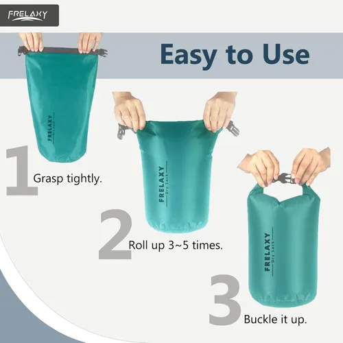 Miniatura 5 de Frelaxy Bolsa seca impermeable, paquete de 2/3, bolsas secas portátiles ligeras, 5L, 15L y 25L, juego de sacos secos duraderos que mantienen