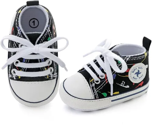 Miniatura 58 de Zapatos deportivos de lona de lona para bebés y niñas, suela antideslizante suave, suela antideslizante