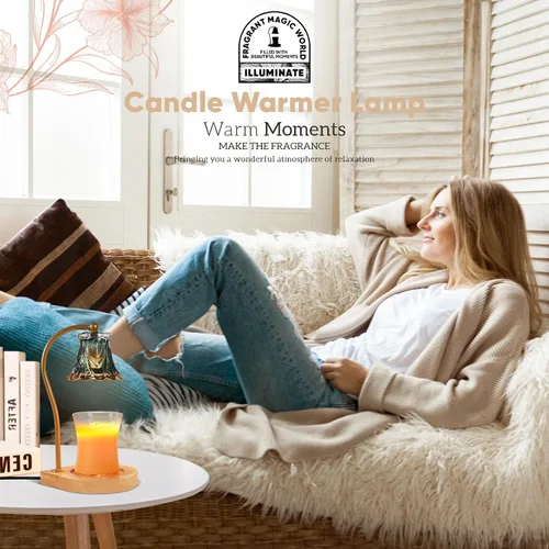Miniatura 6 de Lámpara calentadora de velas con temporizador, calentador eléctrico de cera de fragancia regulable, elegante decoración del hogar, calentador